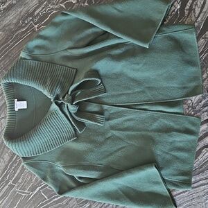 Oscar de la Renta Green Cardigan with Bow Accent